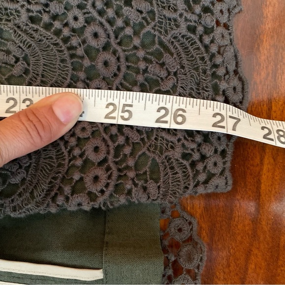 Coldwater Creek Women’s Linen Blend Dark Olive Green Blazer with Lace Trim 14 - Picture 11 of 12